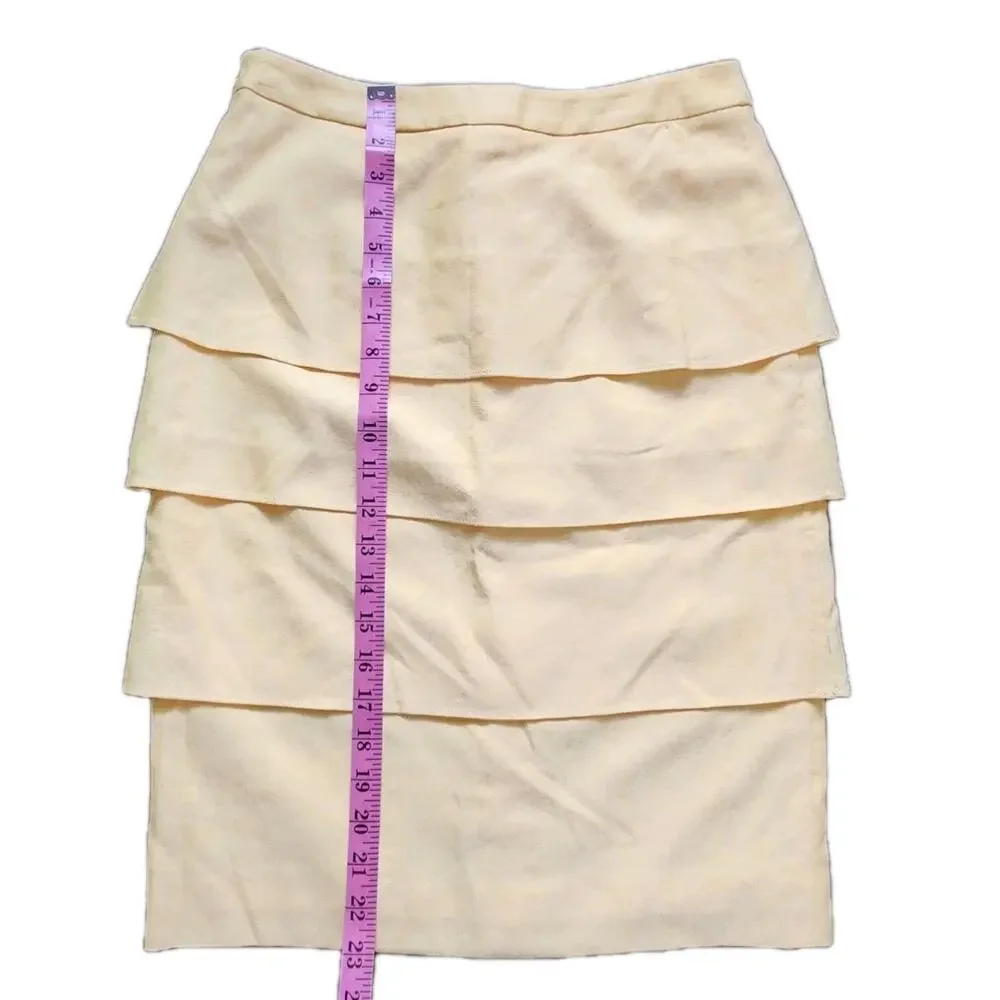 NWT Luca Luca Marco Tiered Skirt Sz 42 Yellow Wool Blend Made in Italy Designer - Picture 8 of 8
